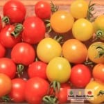 We used both red and yellow cherry tomatoes in our Basil Pesto Pasta.